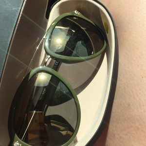 Versace Army Green Aviator Sun Glasses /w Case